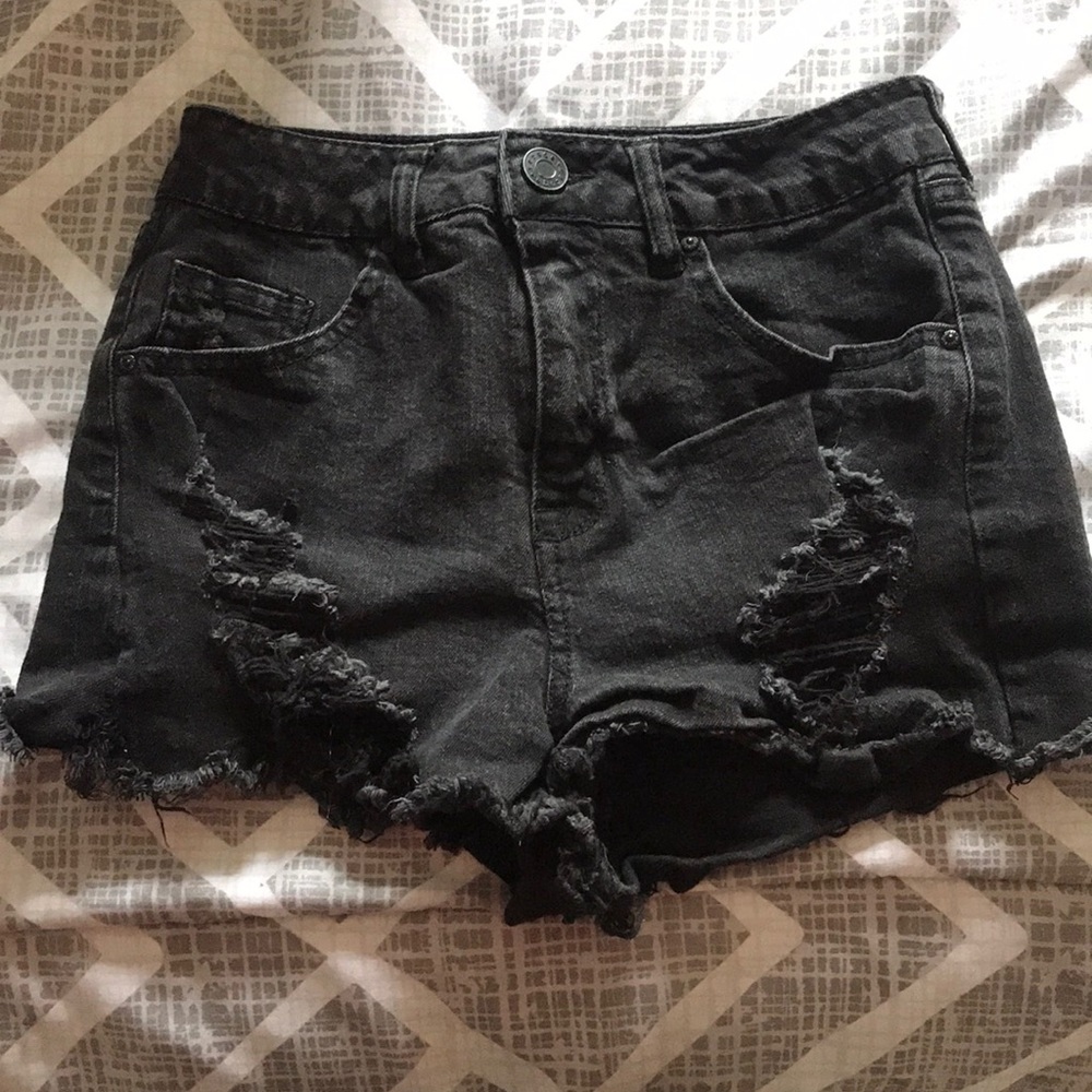 Black Distressed Shorts